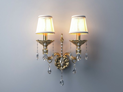  欧式双头黄铜壁灯3d模型 