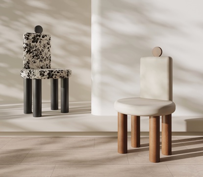  法式中古休闲椅 餐椅su模型 