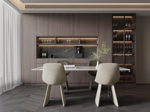  意式餐厅 餐桌椅 餐边柜3d模型 