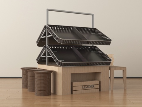  现代超市货架 置物架3d模型 