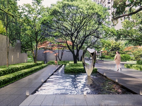  现代公园景观 林下空间 户外座椅su模型 