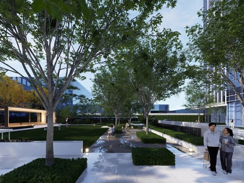  现代公园景观 林下空间 户外座椅su模型 