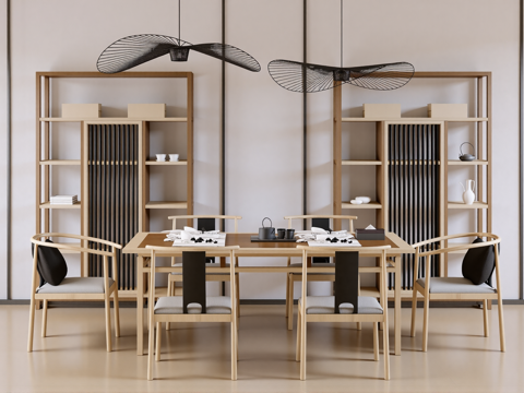  新中式茶室su模型 