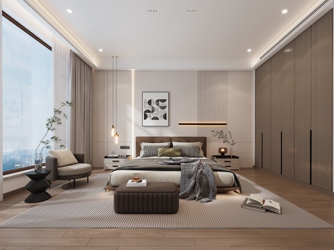  现代风格主卧室3d模型 