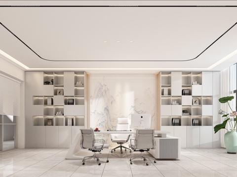  现代轻奢经理办公室3d模型 