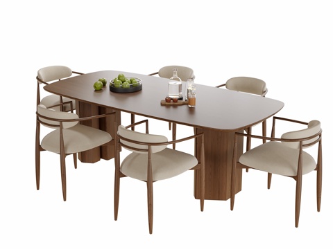 现代餐桌椅 餐桌 餐椅su模型