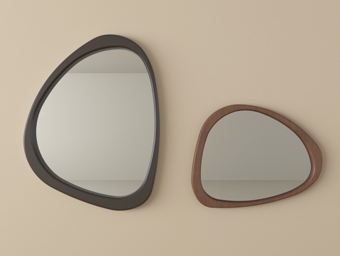  中古风镜子 化妆镜 装饰镜 异形镜su模型 