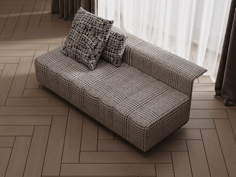 现代双人沙发 布艺休闲沙发su模型