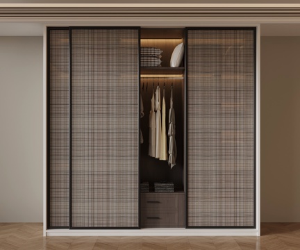  现代意式衣柜 玻璃衣柜su模型 