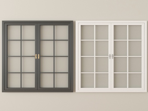 现代窗组合 平开窗 落地窗 阳台窗su模型