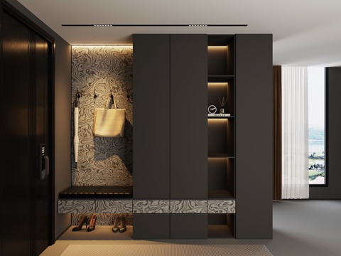 现代意式鞋柜 玄关柜su模型