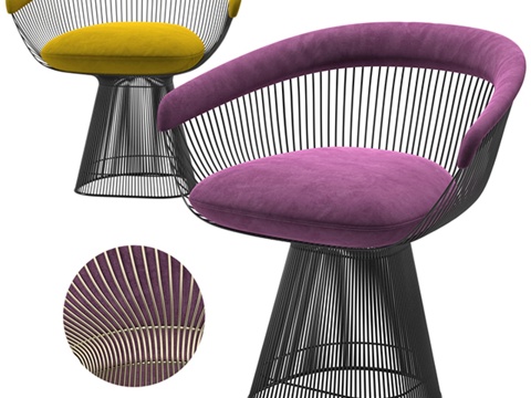  现代轻奢金属扶手椅3d模型 