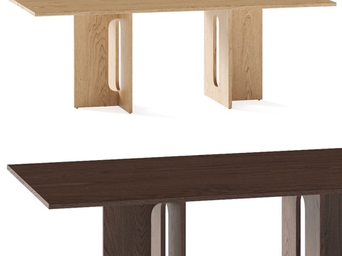  现代实木长餐桌3d模型 