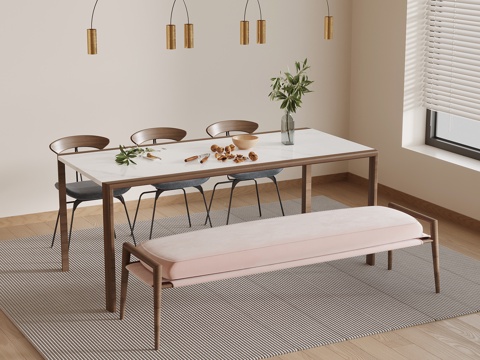 北欧风餐桌椅su模型