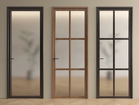  现代玻璃门组合 单开门 厨卫门 长虹玻璃门3d模型 