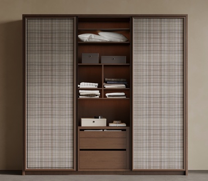  新中式衣柜su模型 