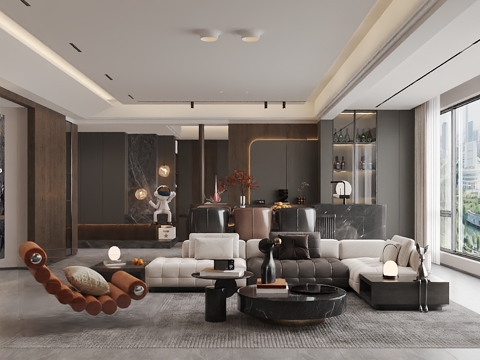 轻奢意式大平层 样板间 最新全套施工图 效果图合集cad施工图