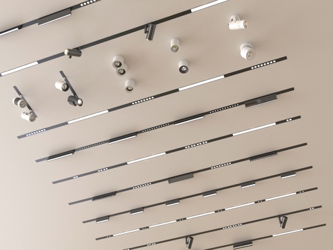 现代筒灯射灯 轨道射灯 线形射灯su模型