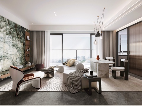 轻奢大平层 样板间 最新全套施工图 效果图合集cad施工图