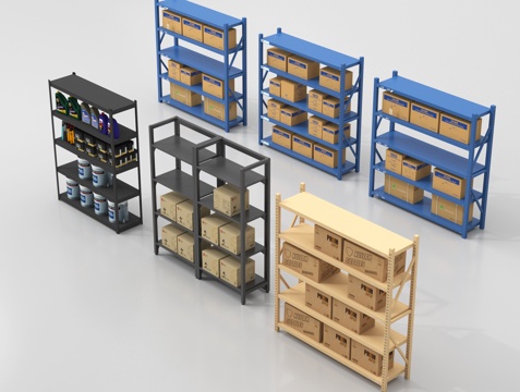 现代货架 快递货架 置物架su模型