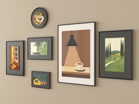 法式复古装饰挂画su模型su模型