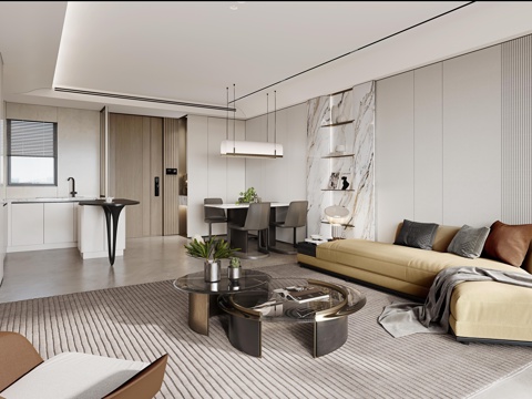  轻奢大平层 样板间 最新全套施工图 效果图合集cad施工图 