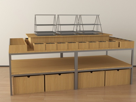  现代超市货架 置物架3d模型 