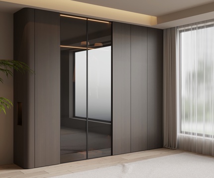 现代意式衣柜su模型