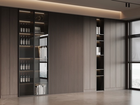 现代意式书柜 酒柜 置物柜su模型