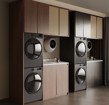  中古风洗衣机柜 阳台柜su模型 