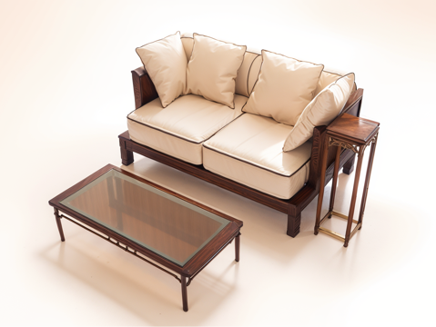  沙发茶几su模型 