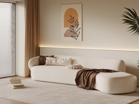  现代奶油风沙发 异形沙发su模型 