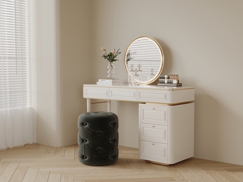 法式奶油风梳妆台su模型