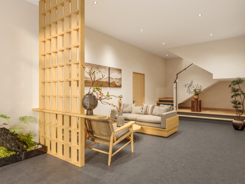  民宿大厅3d模型 