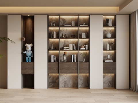  现代意式书柜su模型 