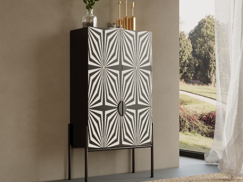 法式复古风玄关柜 边柜 半高柜su模型