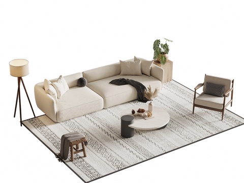 宋式风沙发茶几组合su模型