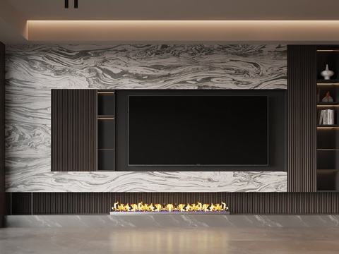 意式背景墙 电视背景墙su模型