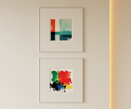  现代极简装饰画组合su模型 