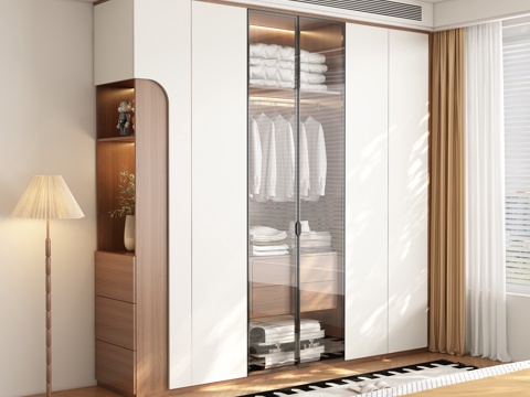  现代中古风衣柜3d模型 