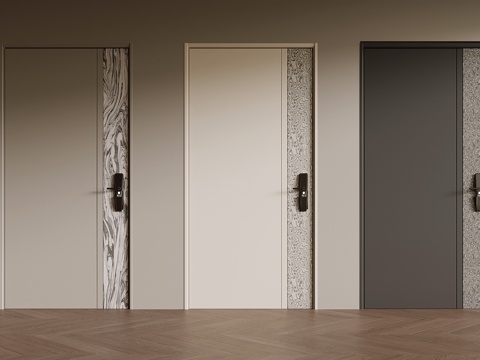 现代子母门 入户门su模型