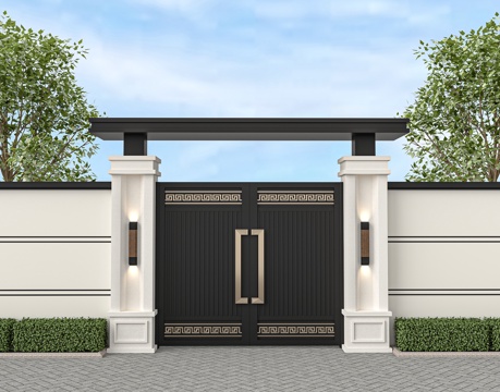  新中式别墅庭院大门3d模型 