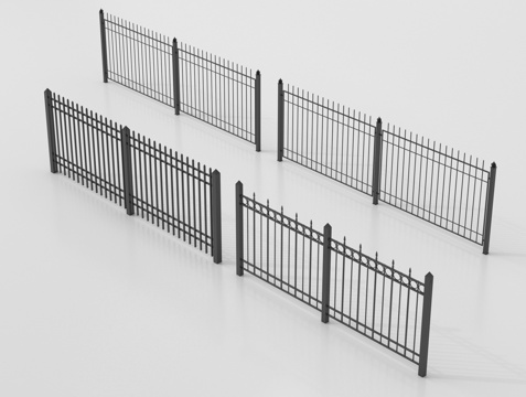 现代铁艺栏杆 护栏 围栏 防护栏 栏杆su模型