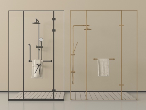 现代淋浴房 淋浴间 花洒 卫浴小件su模型