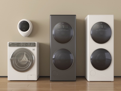  现代洗衣机 壁挂式洗衣机 洗烘一体机3d模型 