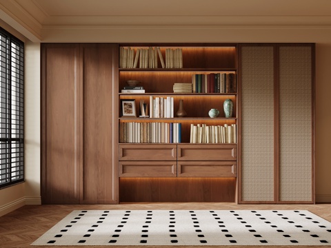 中古风书柜su模型