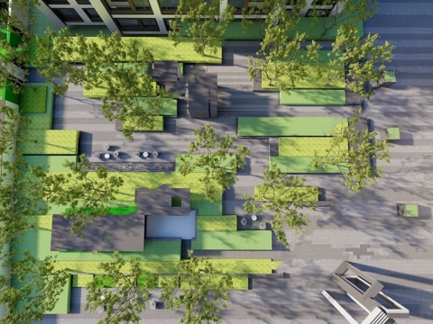 现代住宅景观 邻里宅间 林下空间su模型