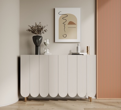  现代奶油风玄关柜 边柜su模型 