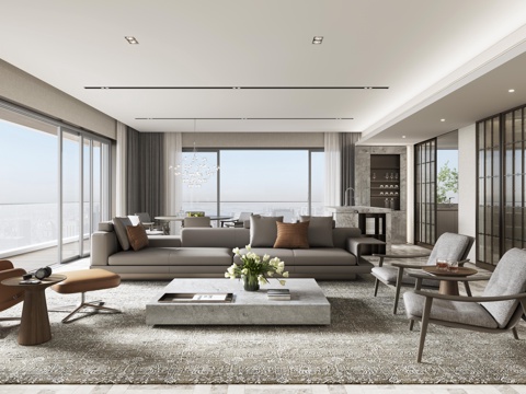 轻奢大平层 样板间 最新全套施工图 效果图合集cad施工图