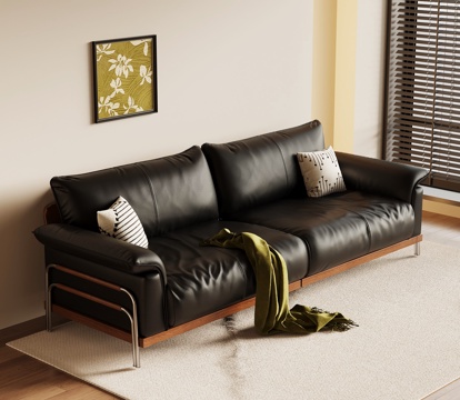  法式复古沙发 双人沙发 皮质沙发su模型 